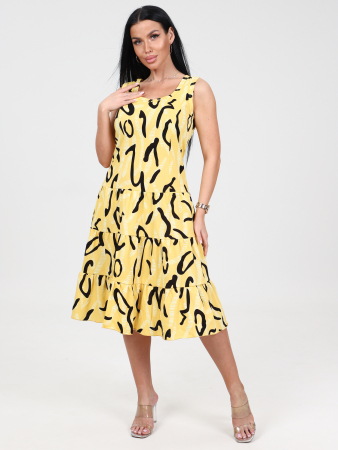 Женский сарафан 3 ЯРУСА СК-761 / Узоры на желтом