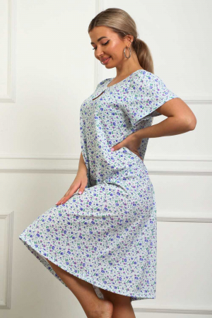 Женская сорочка 29531 / белый + сиреневые цветы