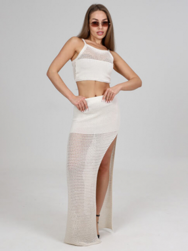 Женский пляжный костюм с юбкой КВ-4 / бежевый