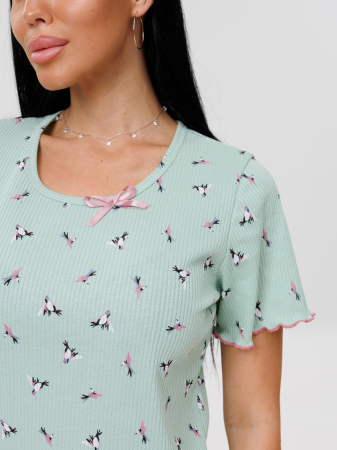 Женская пижама П-97(Каш) / Мятный (птички)