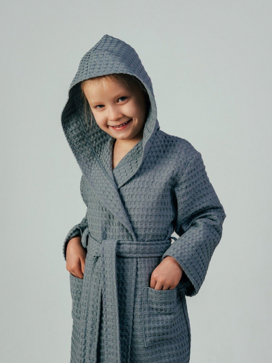 Детский вафельный халат "Комфорт" / серый