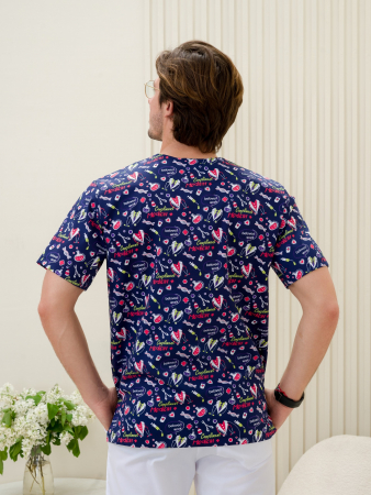 Рубашка медицинская мужская М-286(ST-14) Стрейч / Принт