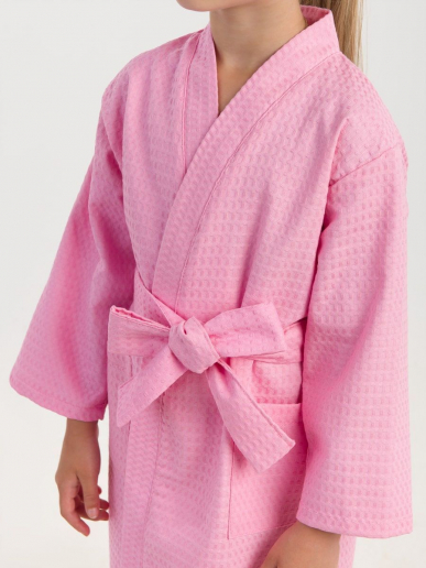 Детский вафельный халат / розовый