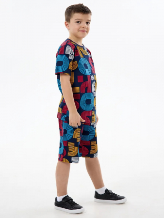 Детская пижама с шортами "Сорванец" / Диско красный