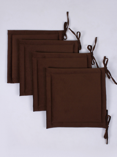 Комплект квадратных подушек на стул с завязками (4 шт.) арт. PKK / Коричневый