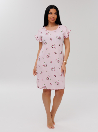 Женская сорочка Сор-107(Каш) / Пудровый (цветы)