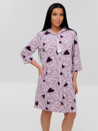 Женский халат Х-77(М) / Розовый (сердечки)