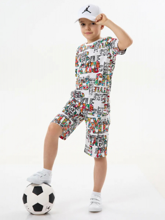Детская пижама с шортами "Сорванец" / Город на белом