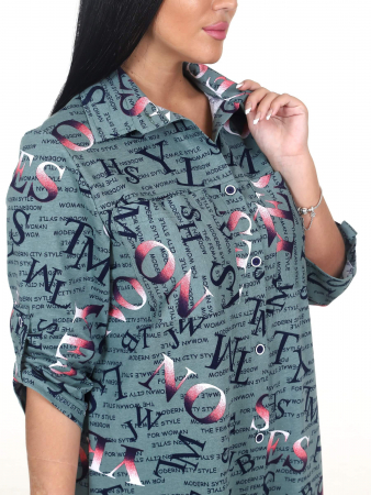 Женская туника МИДИ ТК-25 / Буквы, перелив хаки