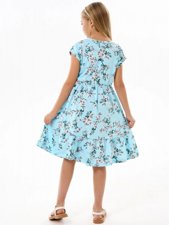 Детское платье "Ласточка" / Цветущий сад на голубом