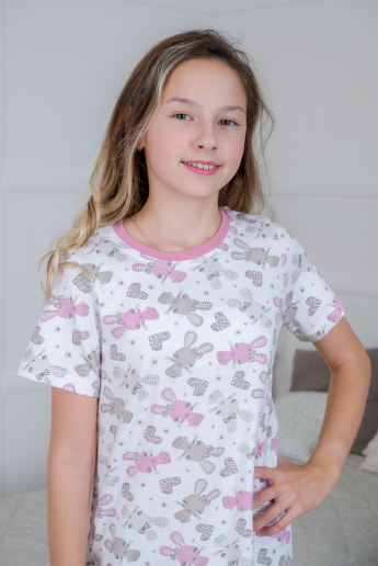 Ночная сорочка подростковая Ласка / зайчики розовый