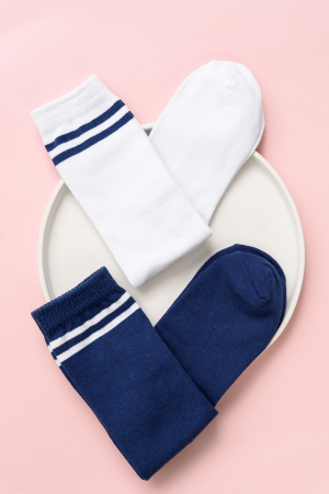 Гольфы женские Школа (набор 2 пары) / белый, темно-синий