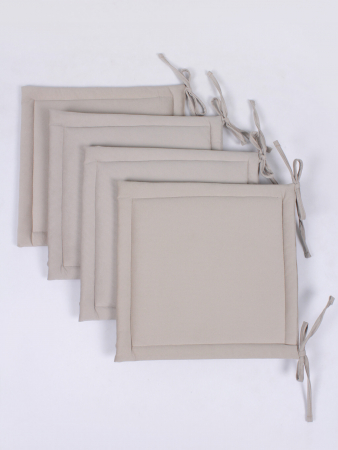 Комплект квадратных подушек на стул с завязками (4 шт.) арт. PKK / Бежевый