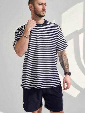 Мужской комплект "Полоса" (шорты) 2459-К / Синий