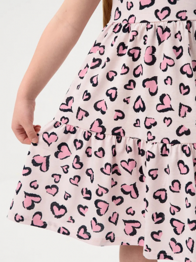 Детское платье "Славянка" / Розовый лео