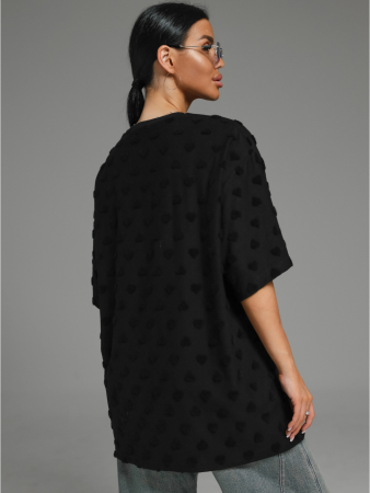 Женская футболка Ирбис / Махра, черный сердечки