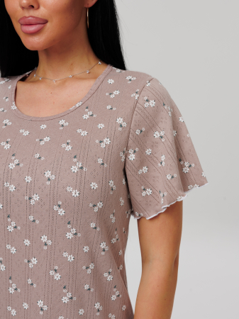 Женская сорочка Сор-111(Риб) / Какао (цветы)