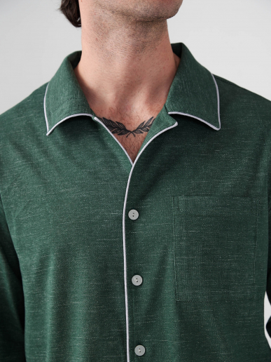 Мужская пижама "Лен" (классическая) 2417-К / Зеленый