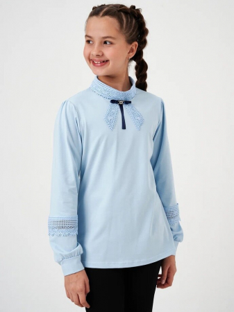Детская блузка "Алена" длинный рукав / Голубой