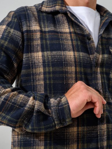 Мужская сорочка верхняя "Скандинавия" 2381-Ф / Сине-зеленый