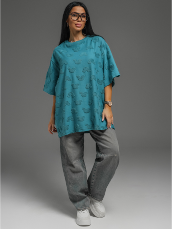 Женская футболка Ирбис / Махра, петроль микки