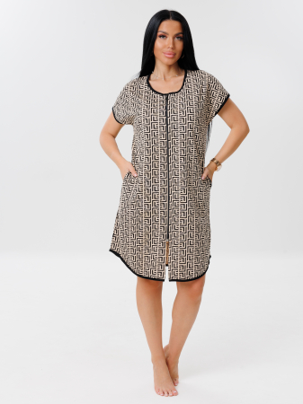 Женский халат Х-154(К) / Бежевый (узоры)