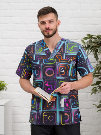 Рубашка медицинская мужская М-286-12357 Поплин