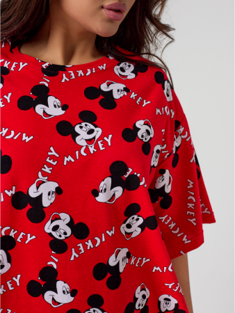 Женская футболка Ирбис / Микки красный