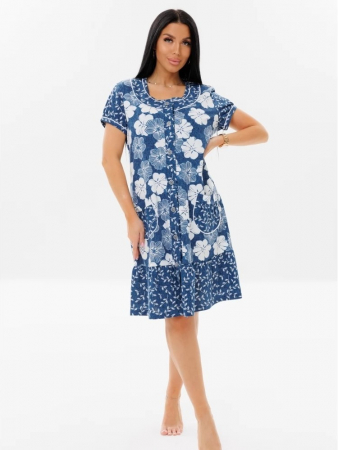 Женский халат Х-48(К) / Индиго (цветы)