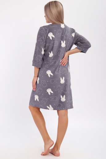 Женский халат 513 / Зайцы, графит