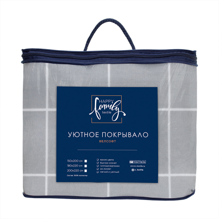Покрывало Happy Family велсофт Клетка
