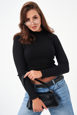 Женская водолазка 52719 укороченная / черный