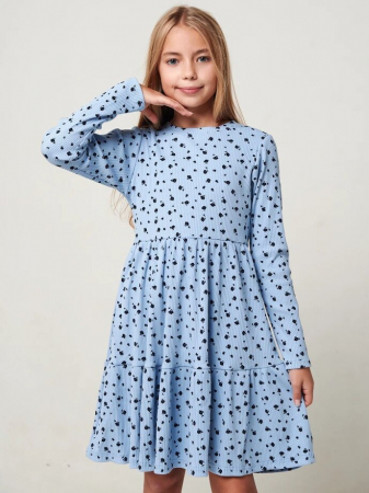 Детское платье "Барби" длинный рукав / Голубой