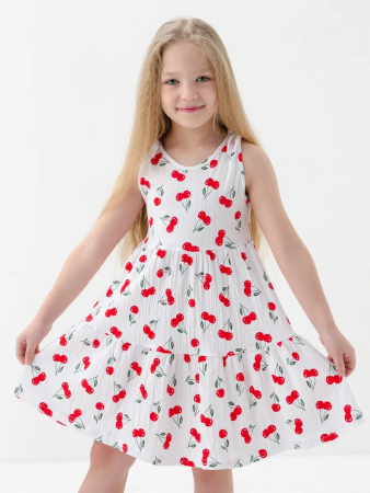 Детский сарафан "Романс" / Белый, вишня
