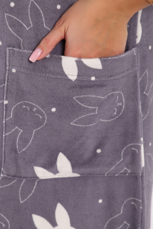 Женский халат 513 / Зайцы, графит