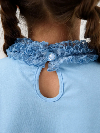 Детская блузка "Кайли" длинный рукав / Голубой