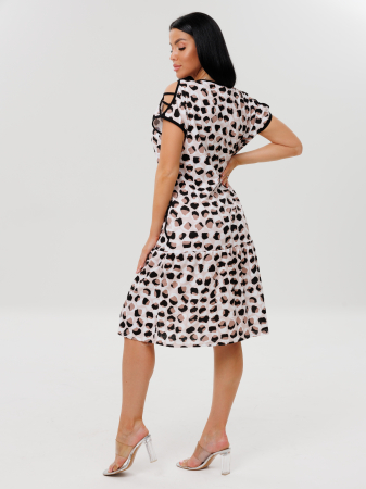 Женское платье Пл-82(К) / Бежевый (черный узор)