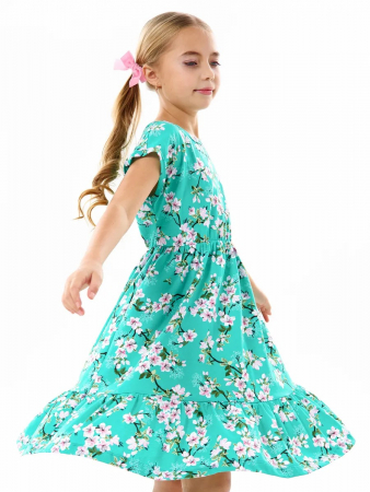 Детское платье "Ласточка" / Цветущий сад на ментоле
