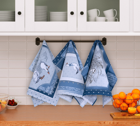 Полотенце вафельное кухонное / Гуси