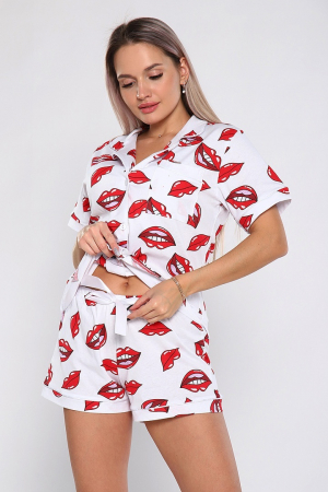 Женская пижама Губы 908 / Белый, красный