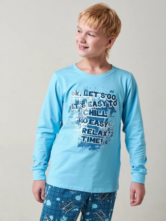 Детская пижама "Патруль" длинный рукав / Голубой