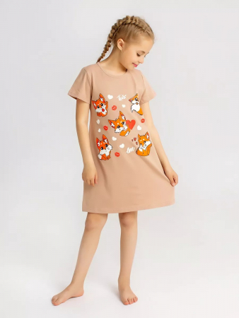 Детская сорочка "Мультяшки" / Бежевый арт. дк230б