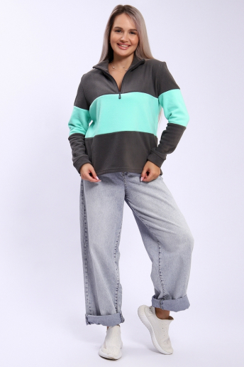 Женская толстовка КолорБлок 654 / Темно-серый