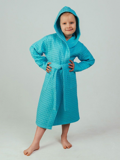 Детский вафельный халат "Комфорт" / голубой