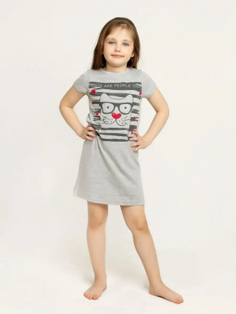 Детская сорочка "Grey Cat" арт. дк261 / Серый меланж