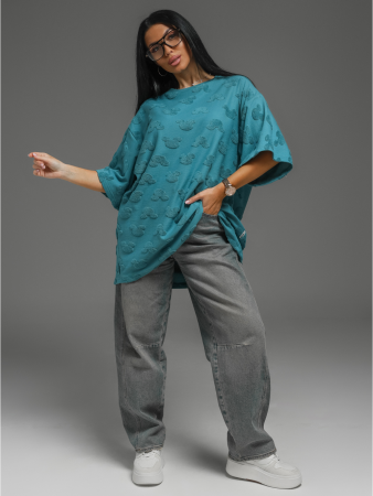 Женская футболка Ирбис / Махра, петроль микки