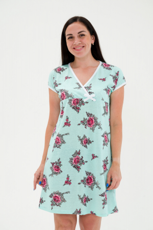 Женская ночная сорочка Социал / розы на фисташковом