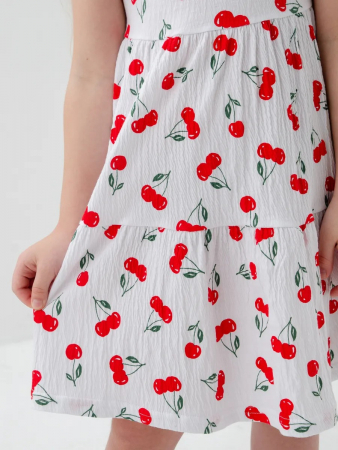 Детский сарафан "Романс" / Белый, вишня