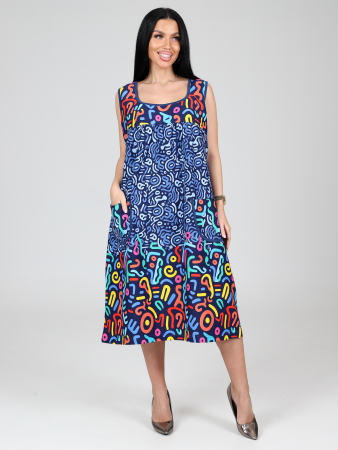 Женский сарафан МАКСИ СК-345 / Разноцветный узор