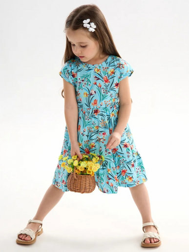Детское платье "Ласточка" / Ирисы на голубом
